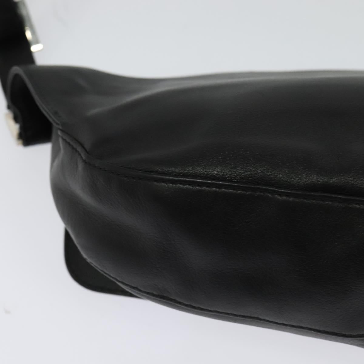 Salvatore Ferragamo Shoulder Bag Leather Black Silver Auth BA2098