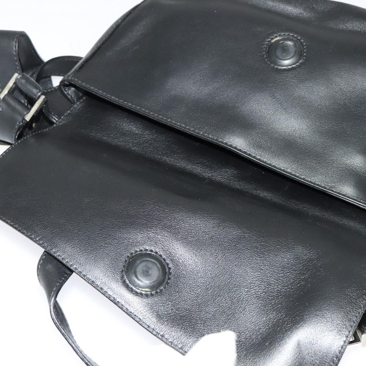 Salvatore Ferragamo Shoulder Bag Leather Black Silver Auth BA2098