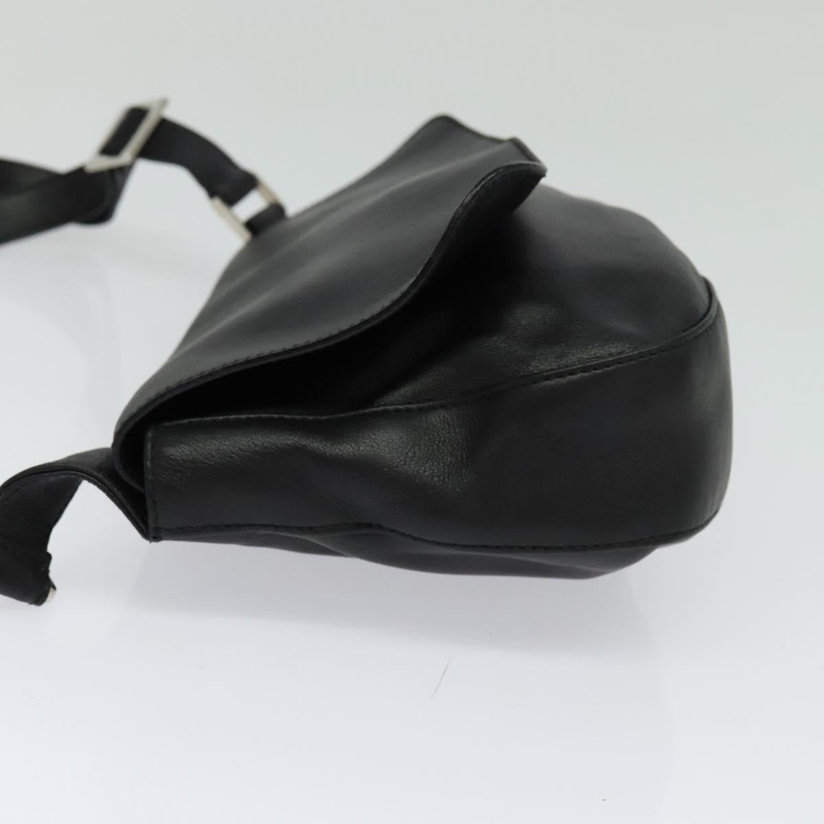Salvatore Ferragamo Shoulder Bag Leather Black Silver Auth BA2098