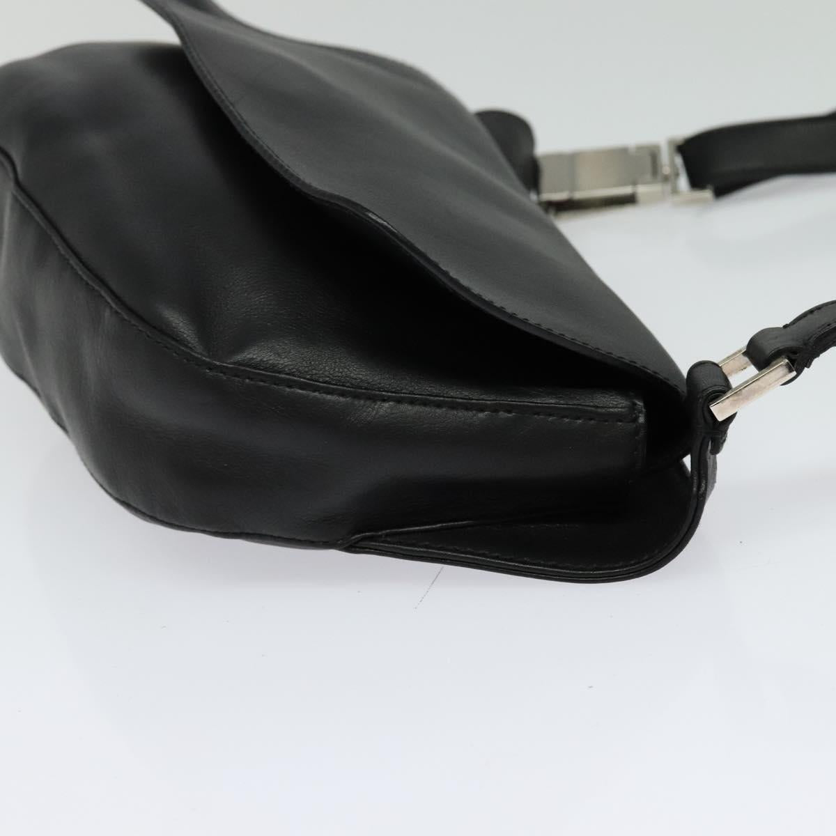 Salvatore Ferragamo Shoulder Bag Leather Black Silver Auth BA2098