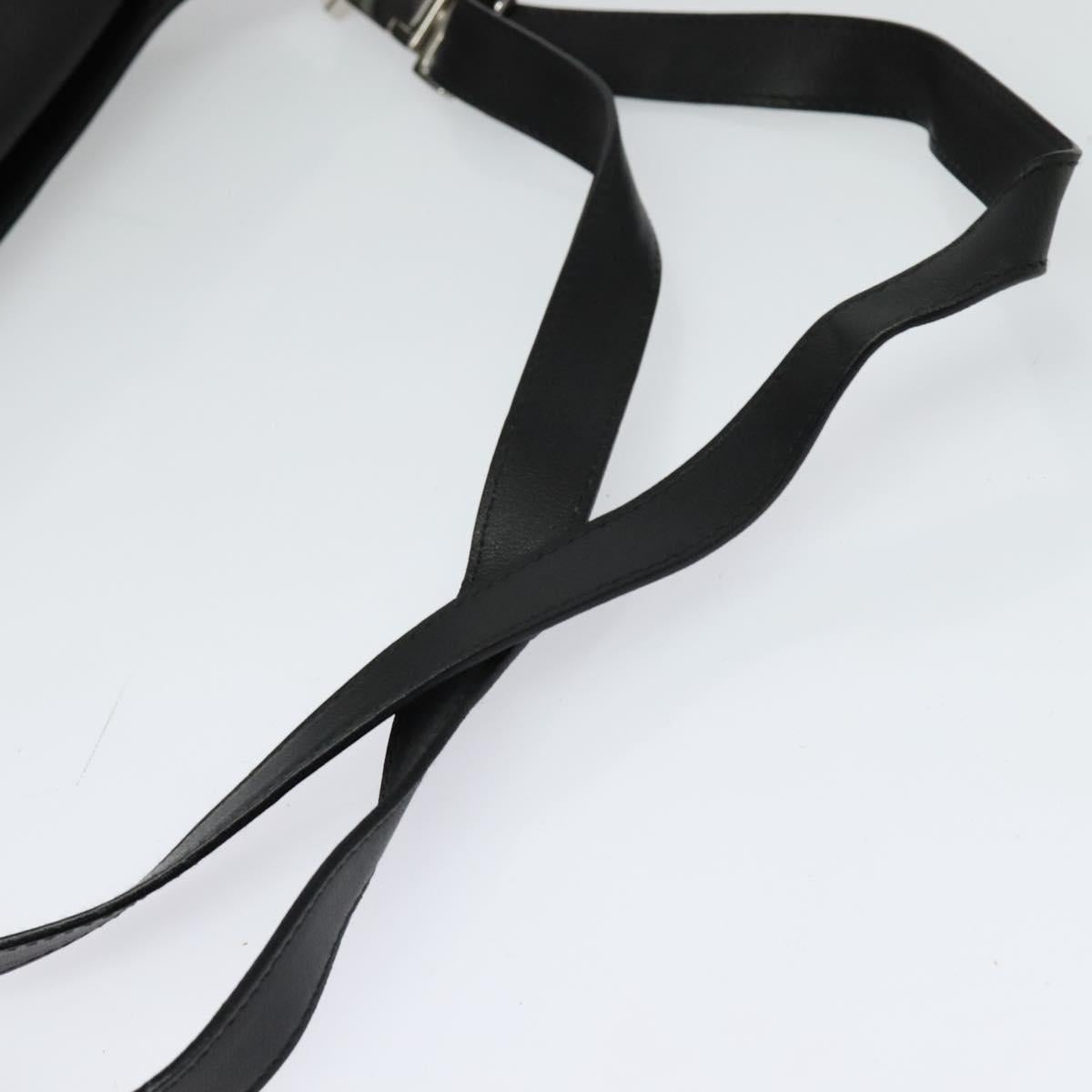 Salvatore Ferragamo Shoulder Bag Leather Black Silver Auth BA2098