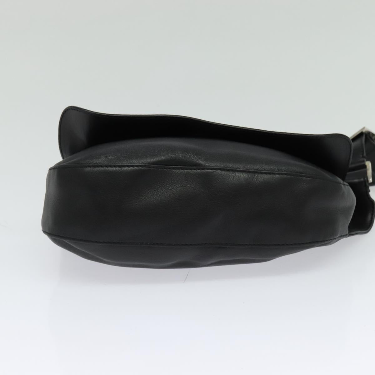 Salvatore Ferragamo Shoulder Bag Leather Black Silver Auth BA2098