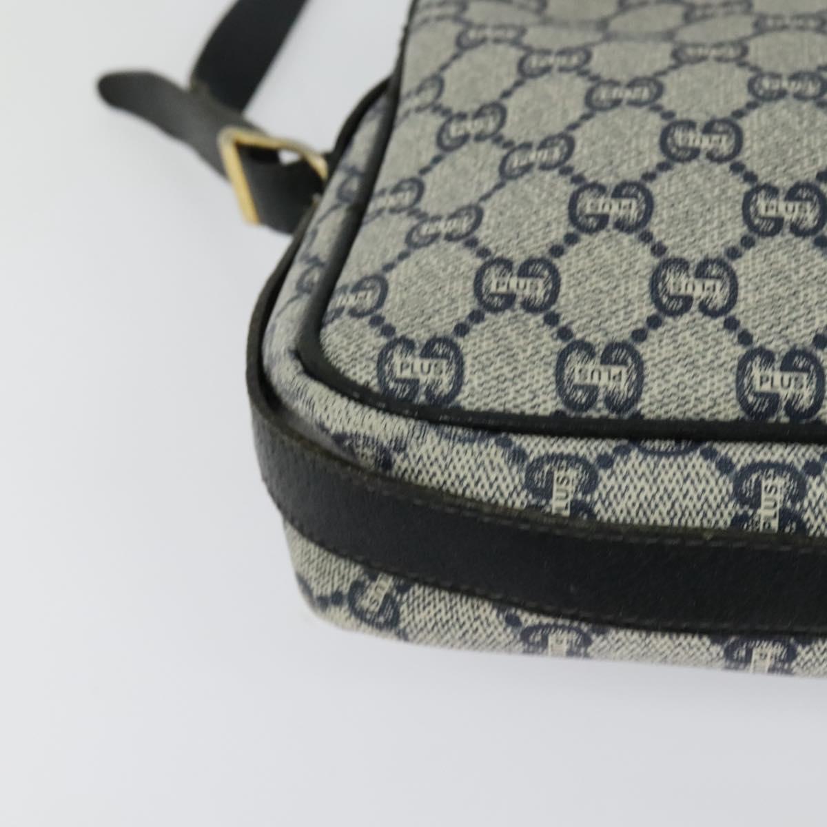 GUCCI GG Plus Supreme Shoulder Bag PVC Navy Gold Auth BA2101