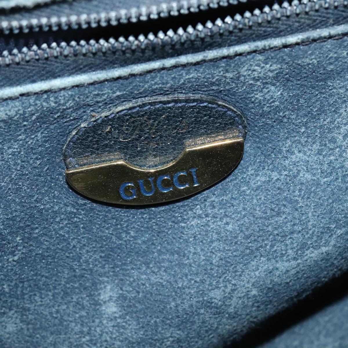 GUCCI GG Plus Supreme Shoulder Bag PVC Navy Gold Auth BA2101