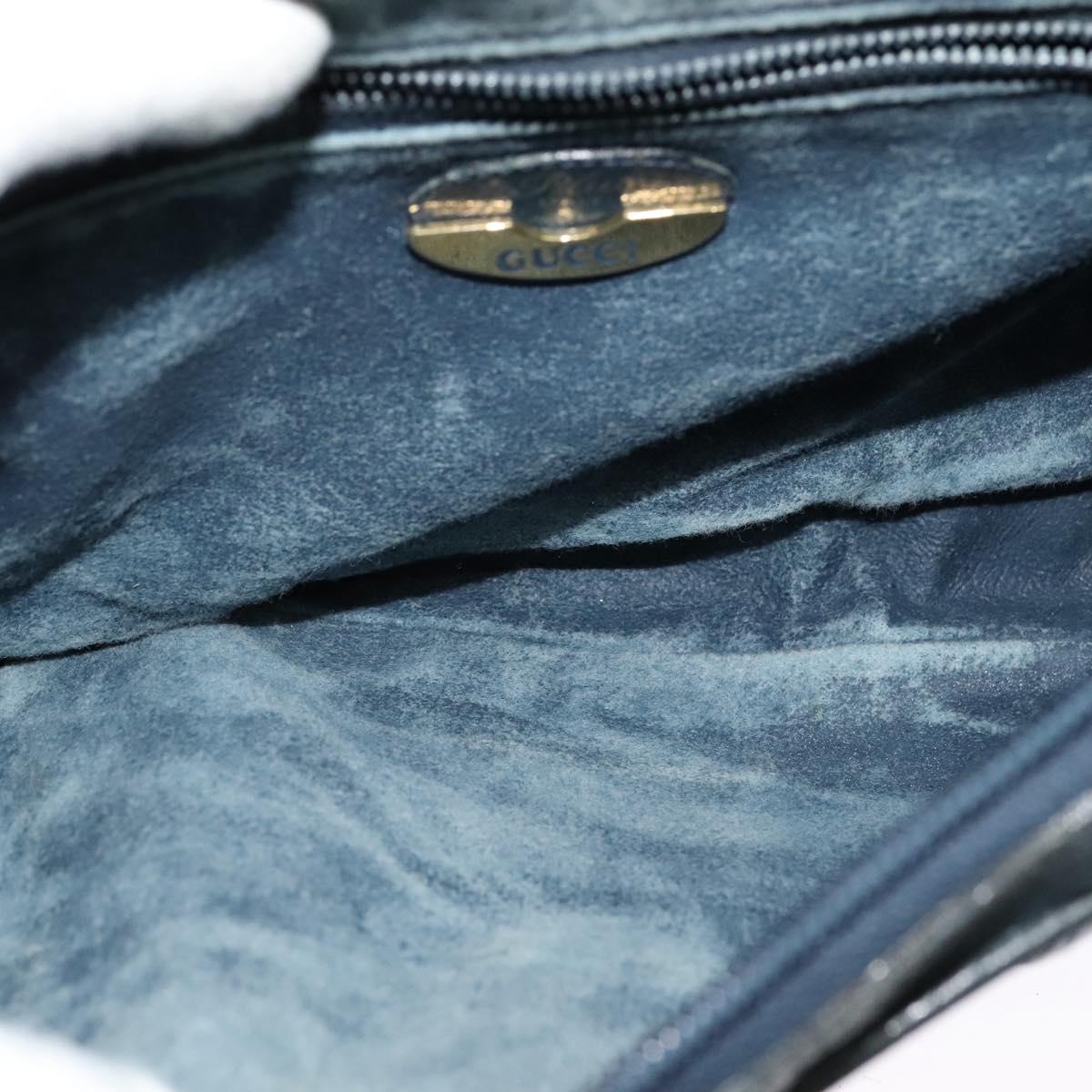 GUCCI GG Plus Supreme Shoulder Bag PVC Navy Gold Auth BA2101