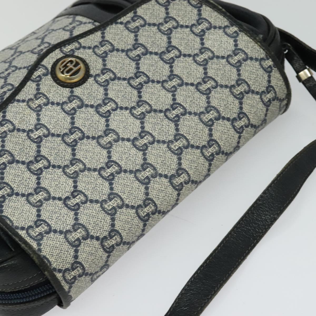 GUCCI GG Plus Supreme Shoulder Bag PVC Navy Gold Auth BA2101