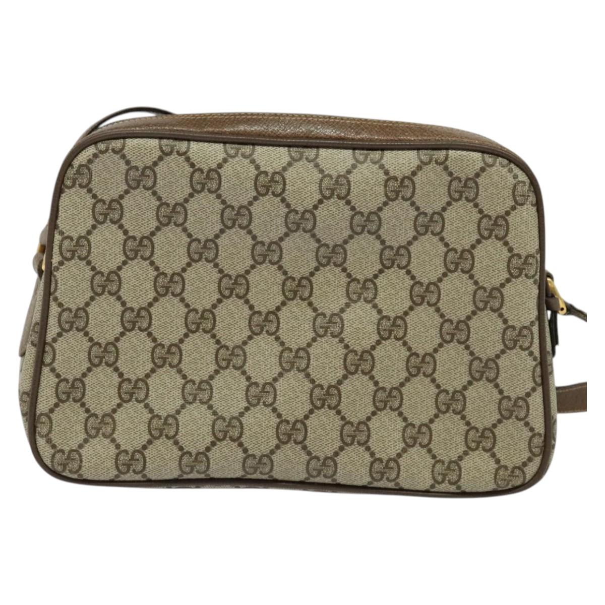 GUCCI GG Supreme Web Sherry Line Shoulder Bag PVC Beige 66 02 049 Auth BA2105