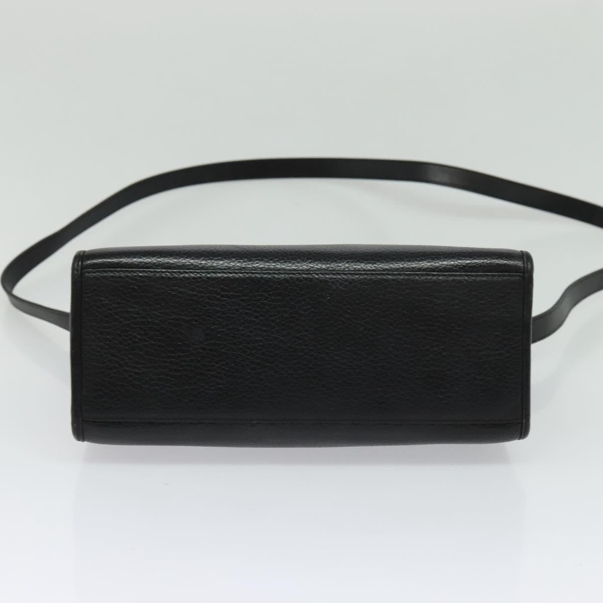 Christian Dior Hand Bag Leather 2way Black Gold Auth BA2129