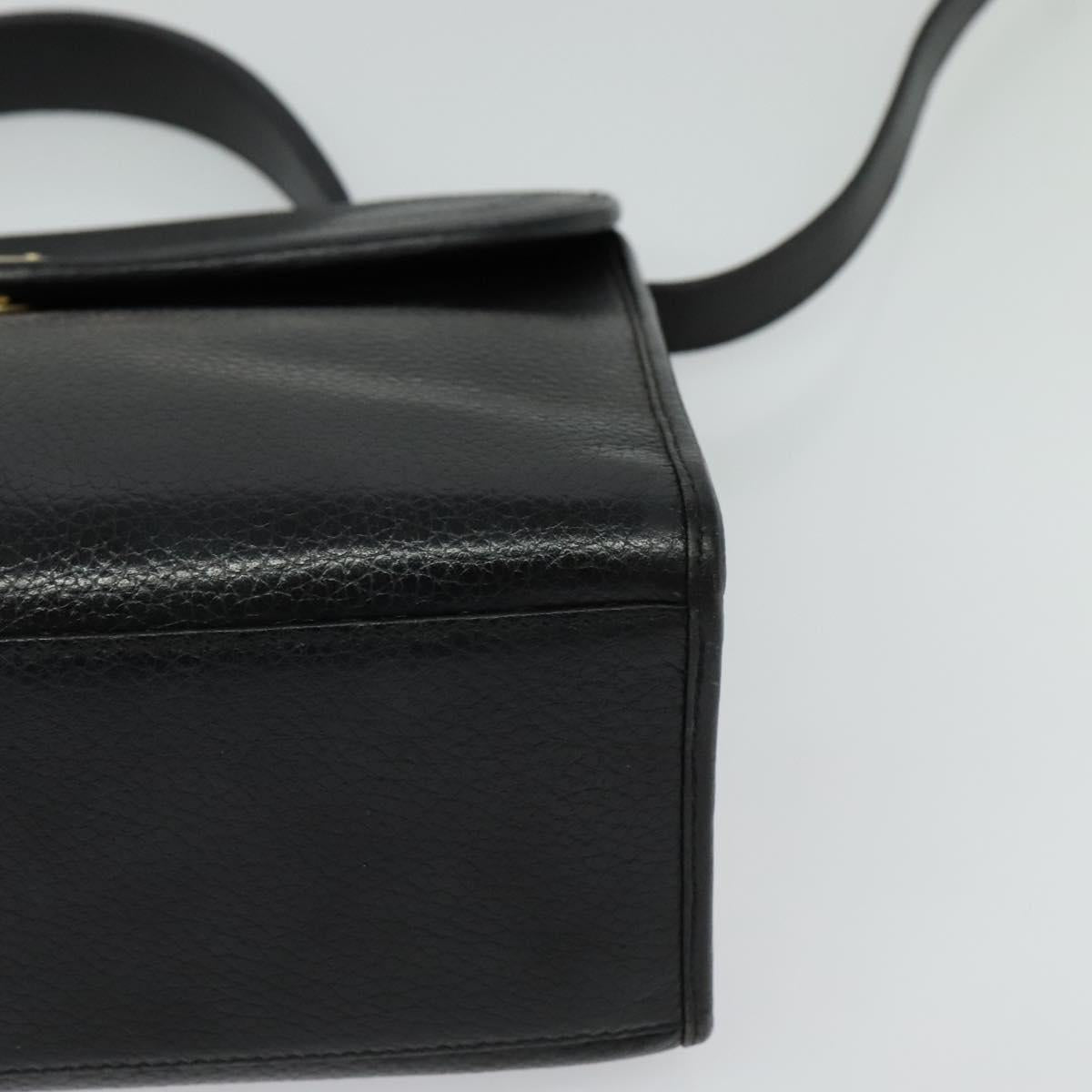 Christian Dior Hand Bag Leather 2way Black Gold Auth BA2129