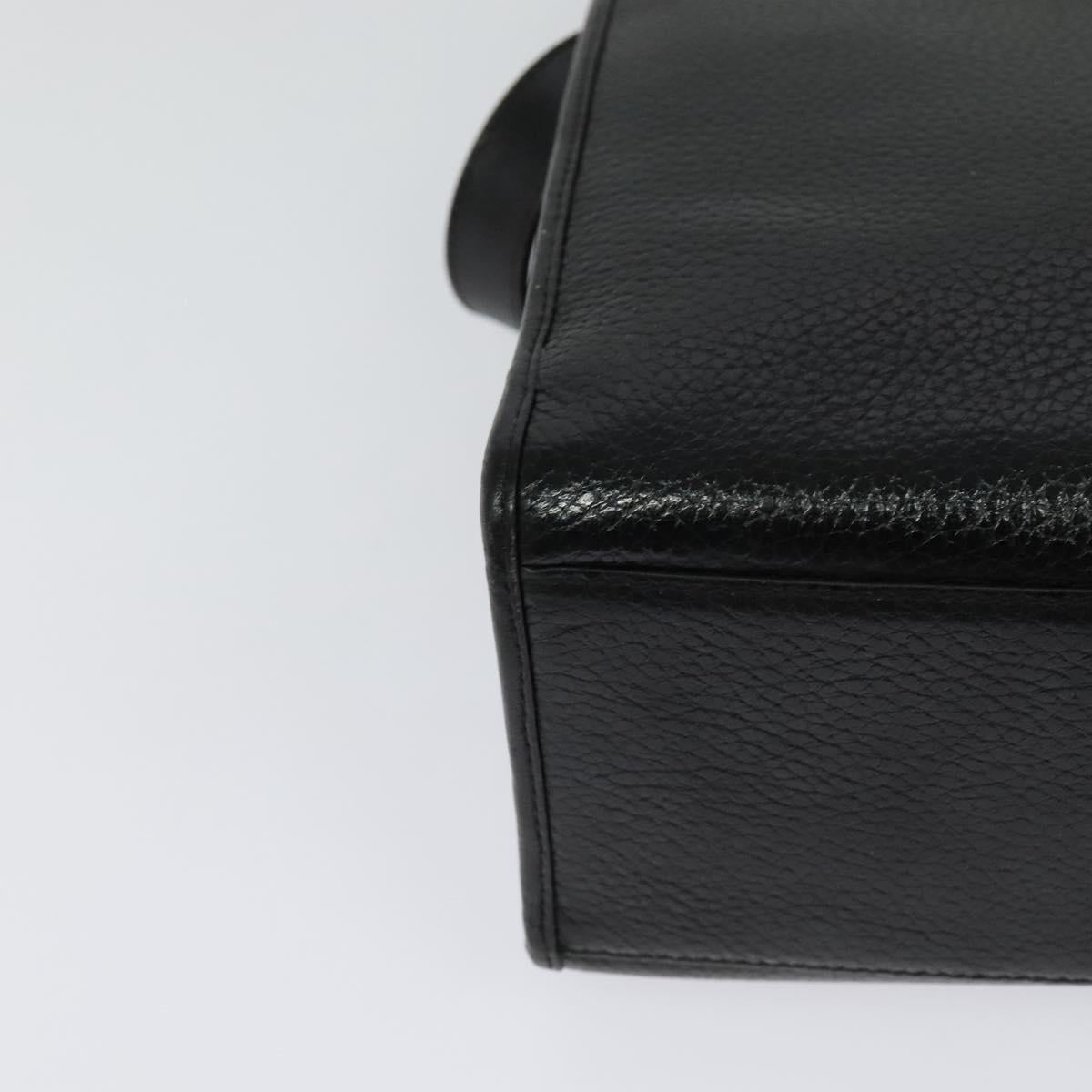 Christian Dior Hand Bag Leather 2way Black Gold Auth BA2129