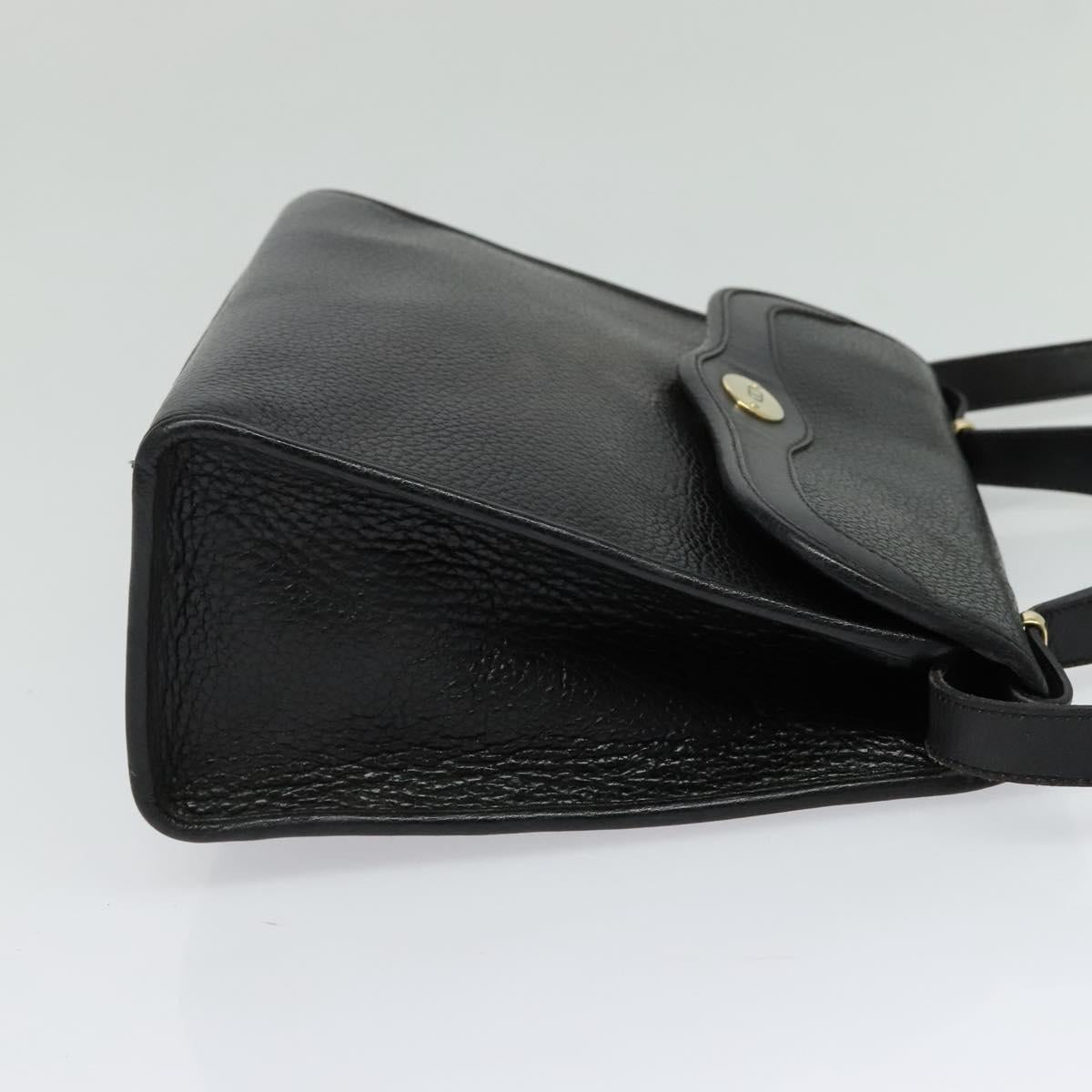 Christian Dior Hand Bag Leather 2way Black Gold Auth BA2129