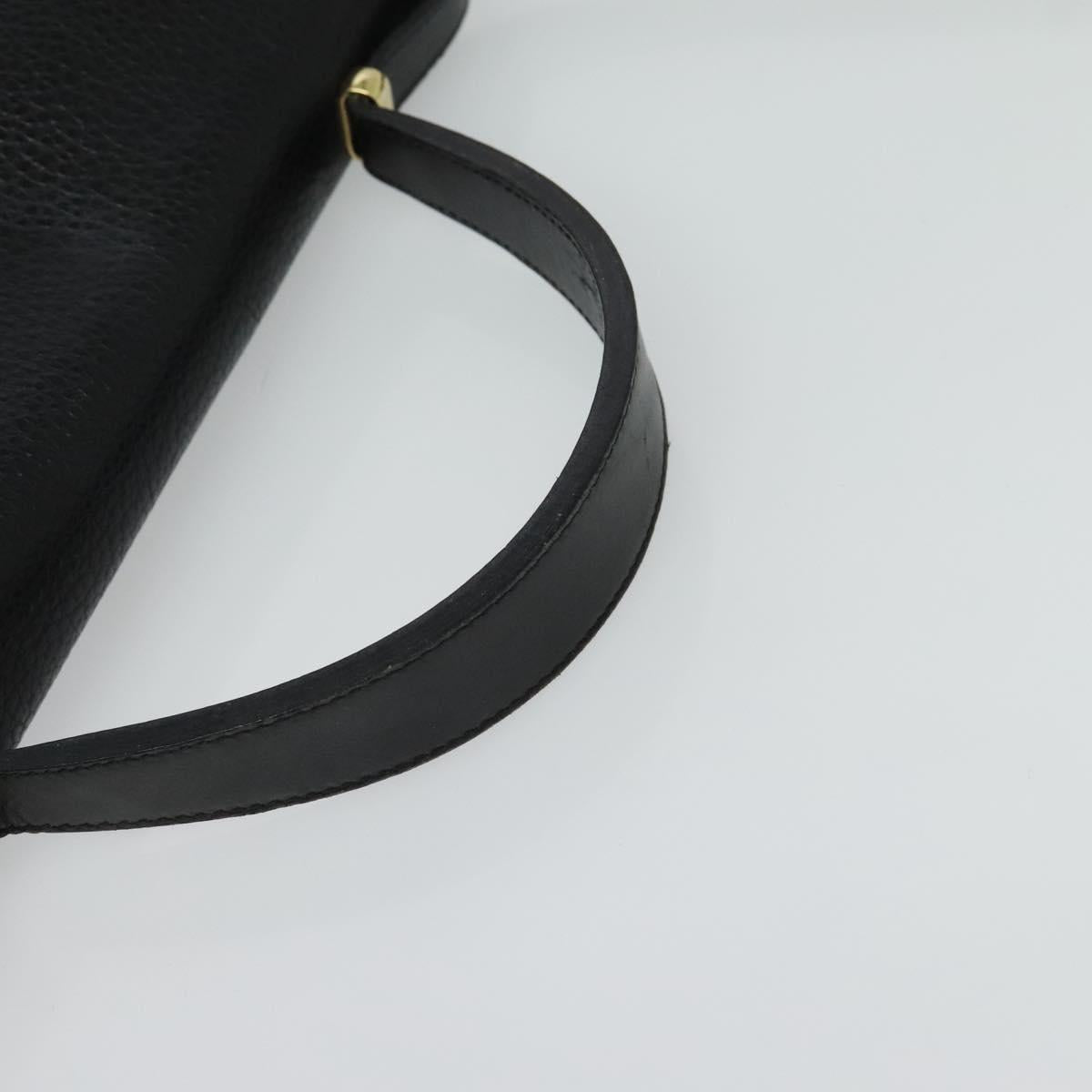 Christian Dior Hand Bag Leather 2way Black Gold Auth BA2129