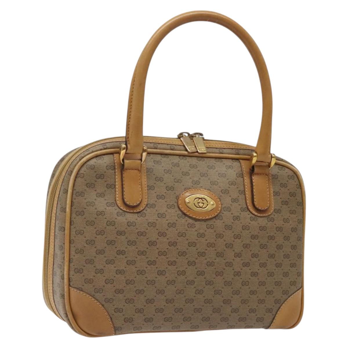 GUCCI Micro GG Supreme Hand Bag PVC Beige Gold 000 39 0030 Auth BA2146