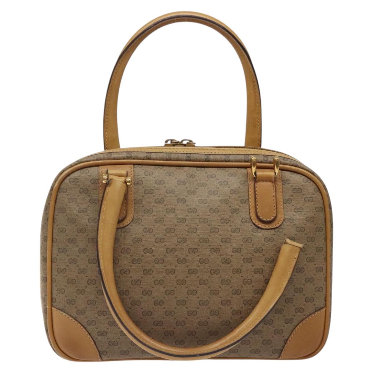 GUCCI Micro GG Supreme Hand Bag PVC Beige Gold 000 39 0030 Auth BA2146