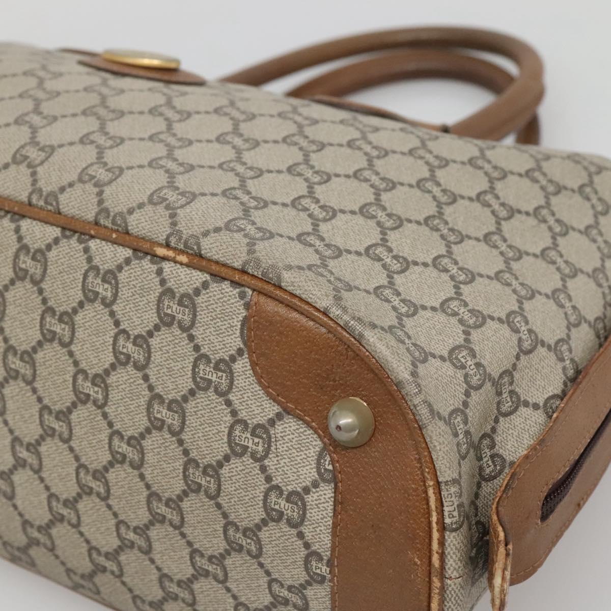 GUCCI GG Plus Supreme Boston Bag PVC Beige Gold Auth BA2149