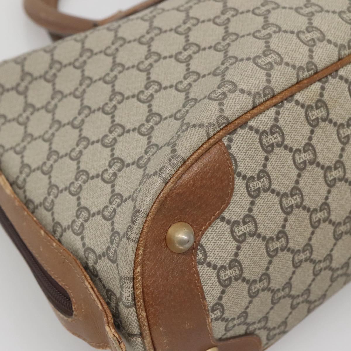 GUCCI GG Plus Supreme Boston Bag PVC Beige Gold Auth BA2149