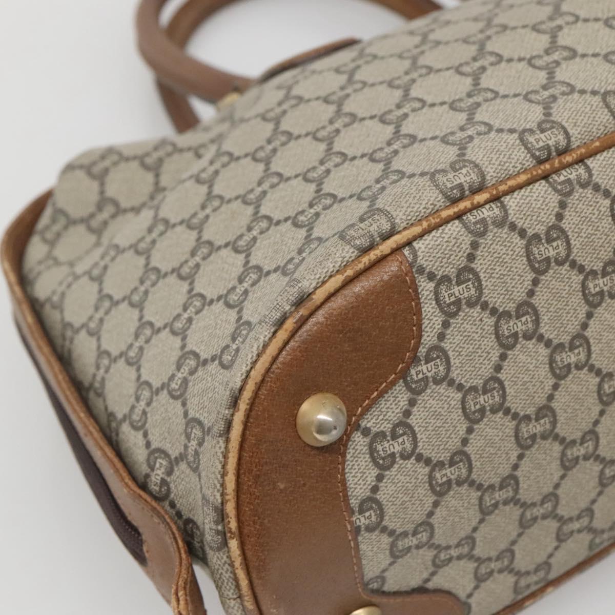 GUCCI GG Plus Supreme Boston Bag PVC Beige Gold Auth BA2149