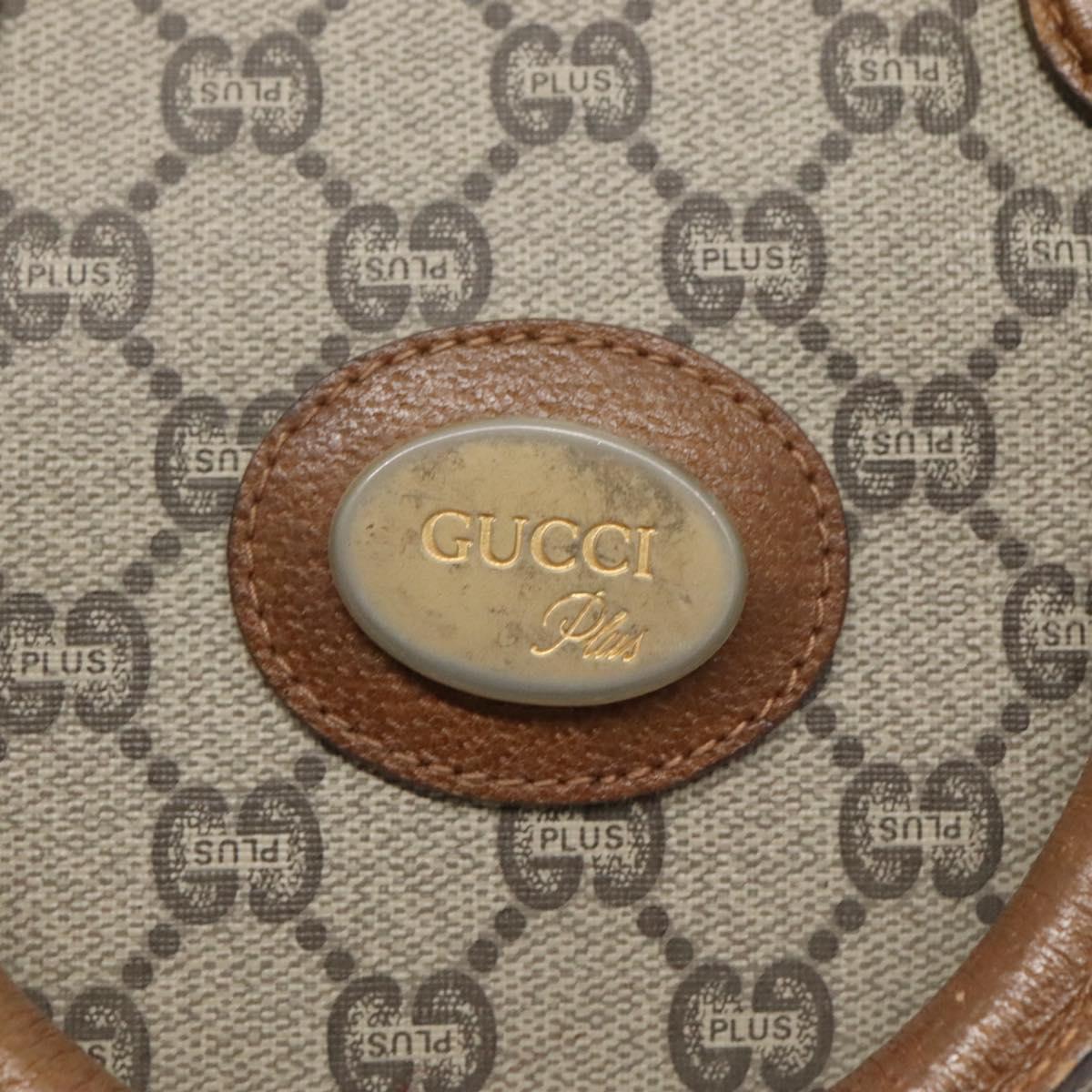 GUCCI GG Plus Supreme Boston Bag PVC Beige Gold Auth BA2149