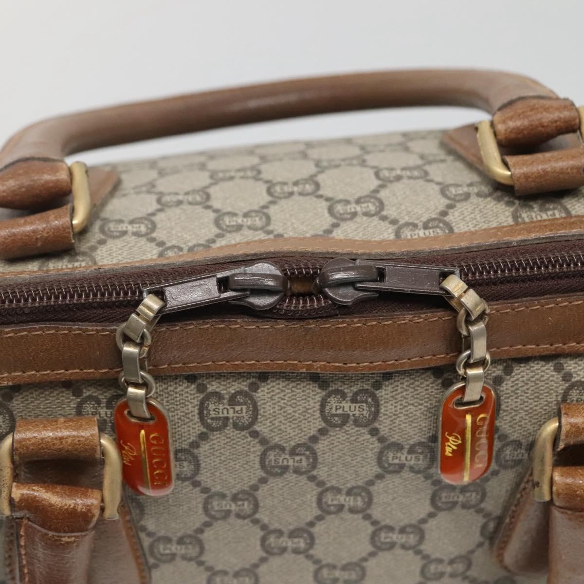 GUCCI GG Plus Supreme Boston Bag PVC Beige Gold Auth BA2149