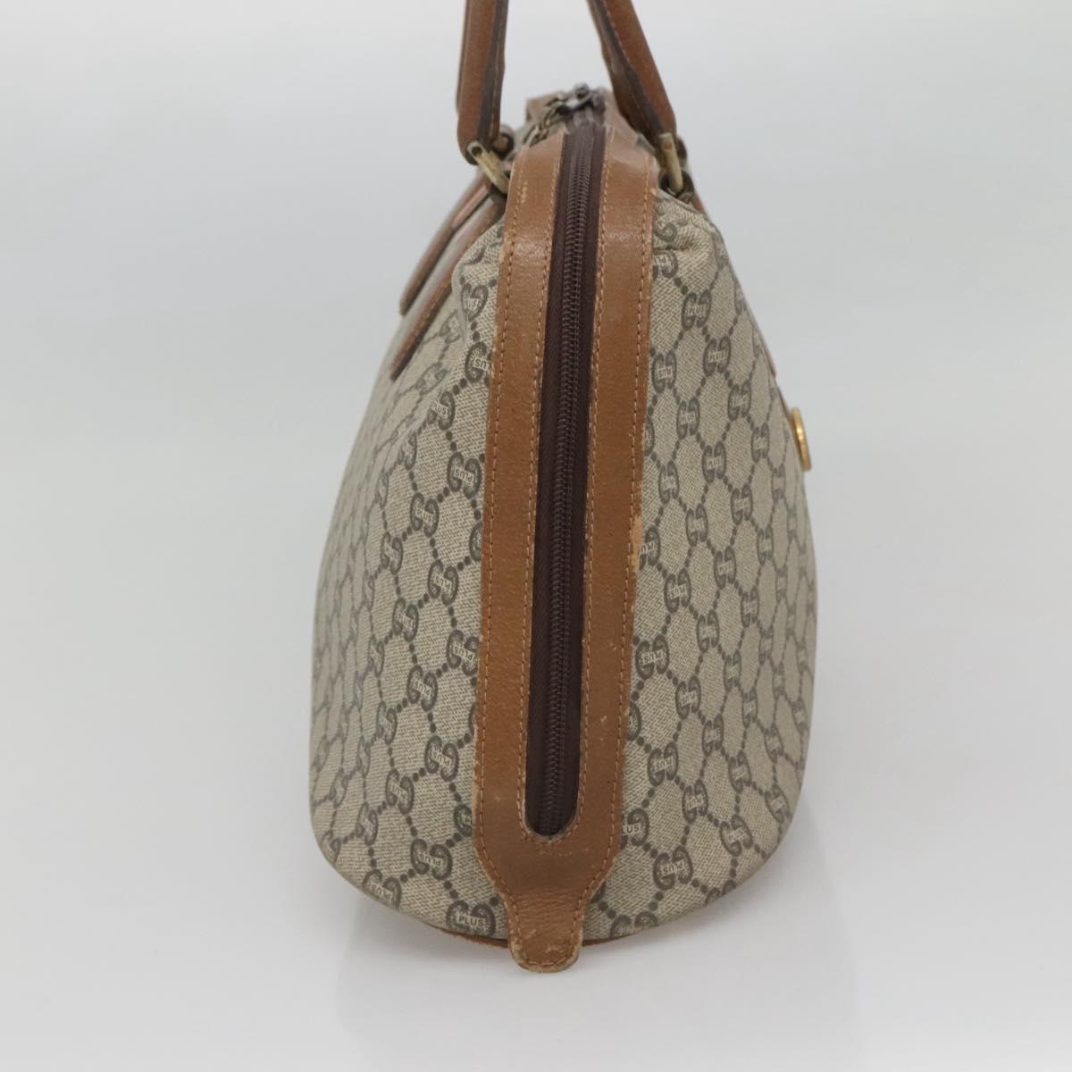 GUCCI GG Plus Supreme Boston Bag PVC Beige Gold Auth BA2149