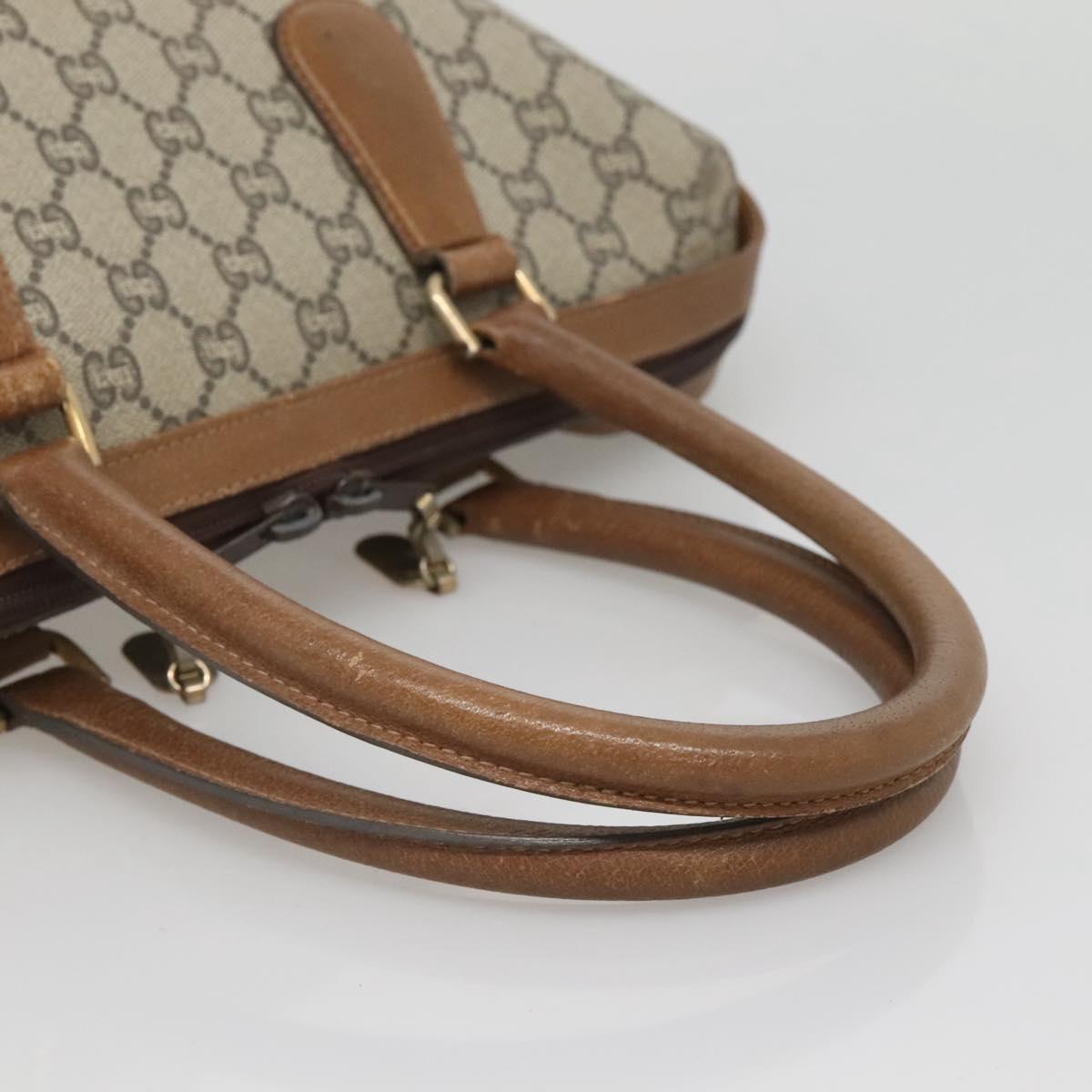 GUCCI GG Plus Supreme Boston Bag PVC Beige Gold Auth BA2149