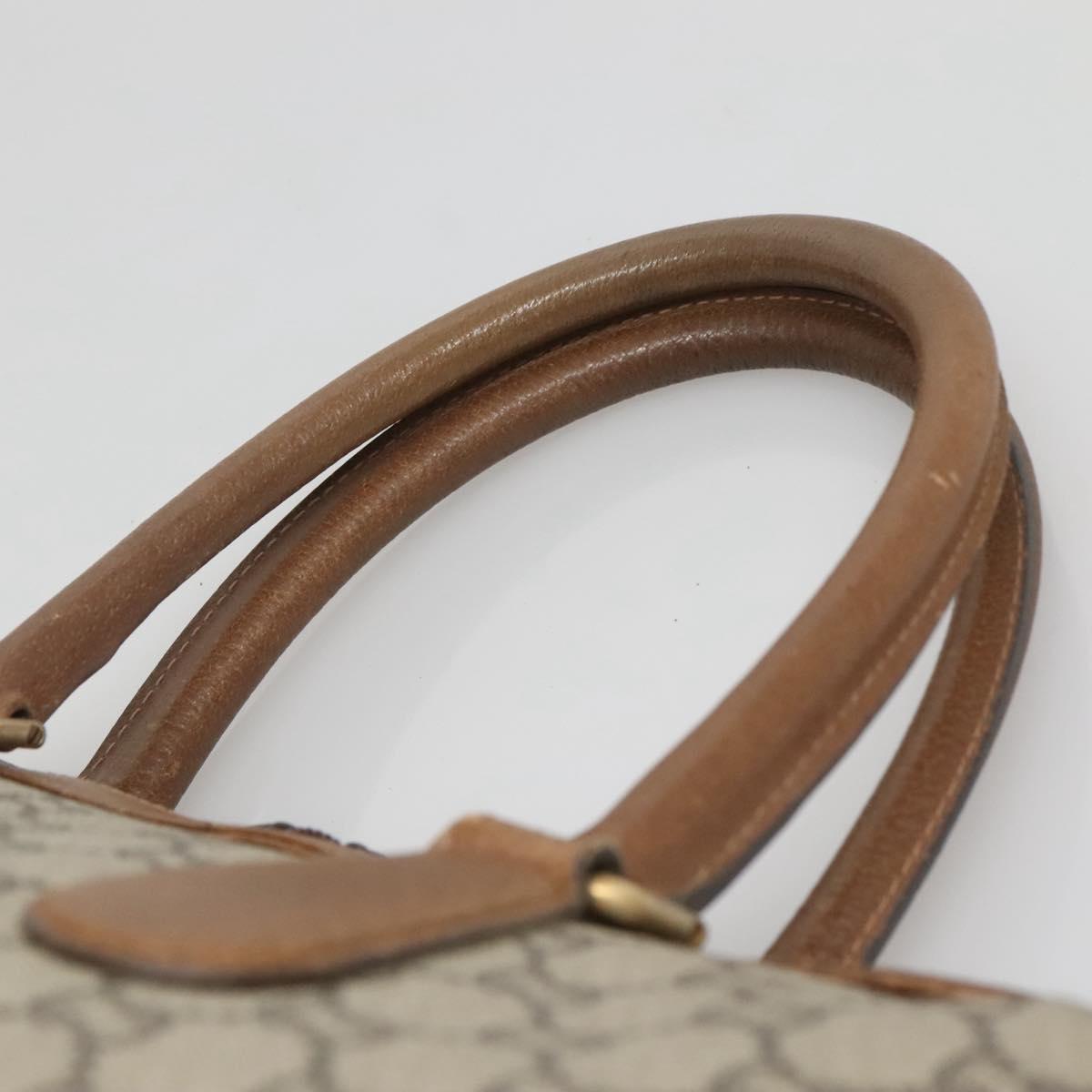 GUCCI GG Plus Supreme Boston Bag PVC Beige Gold Auth BA2149