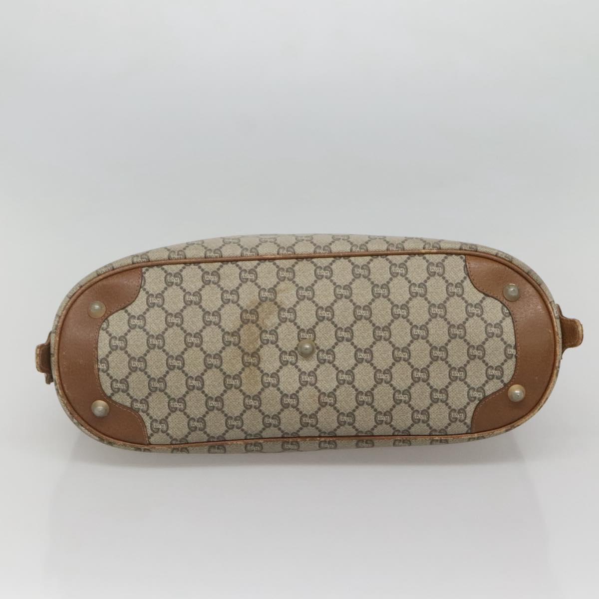 GUCCI GG Plus Supreme Boston Bag PVC Beige Gold Auth BA2149
