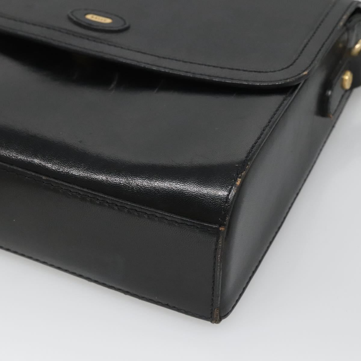 BALLY Shoulder Bag Leather Black Gold Auth BA2151