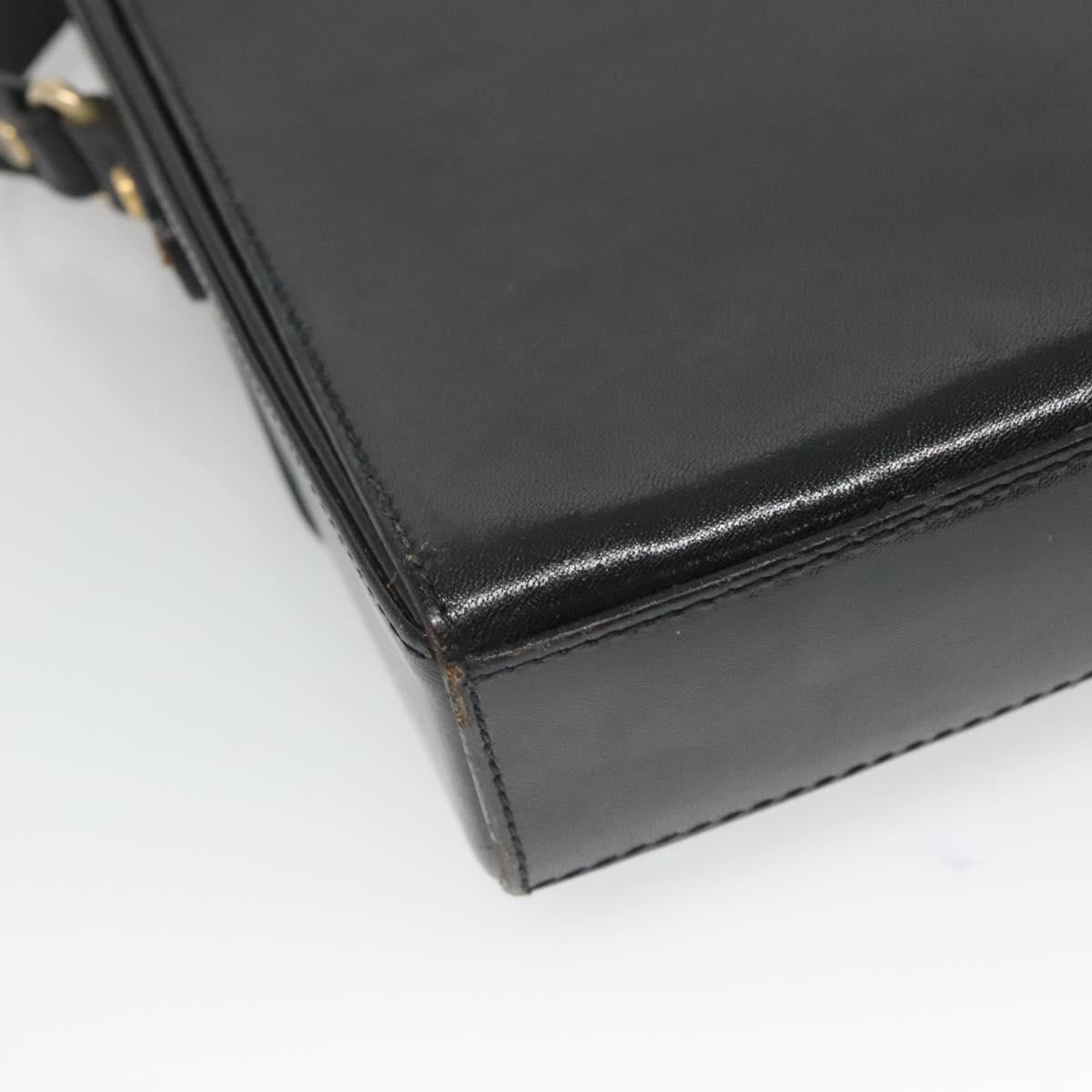 BALLY Shoulder Bag Leather Black Gold Auth BA2151