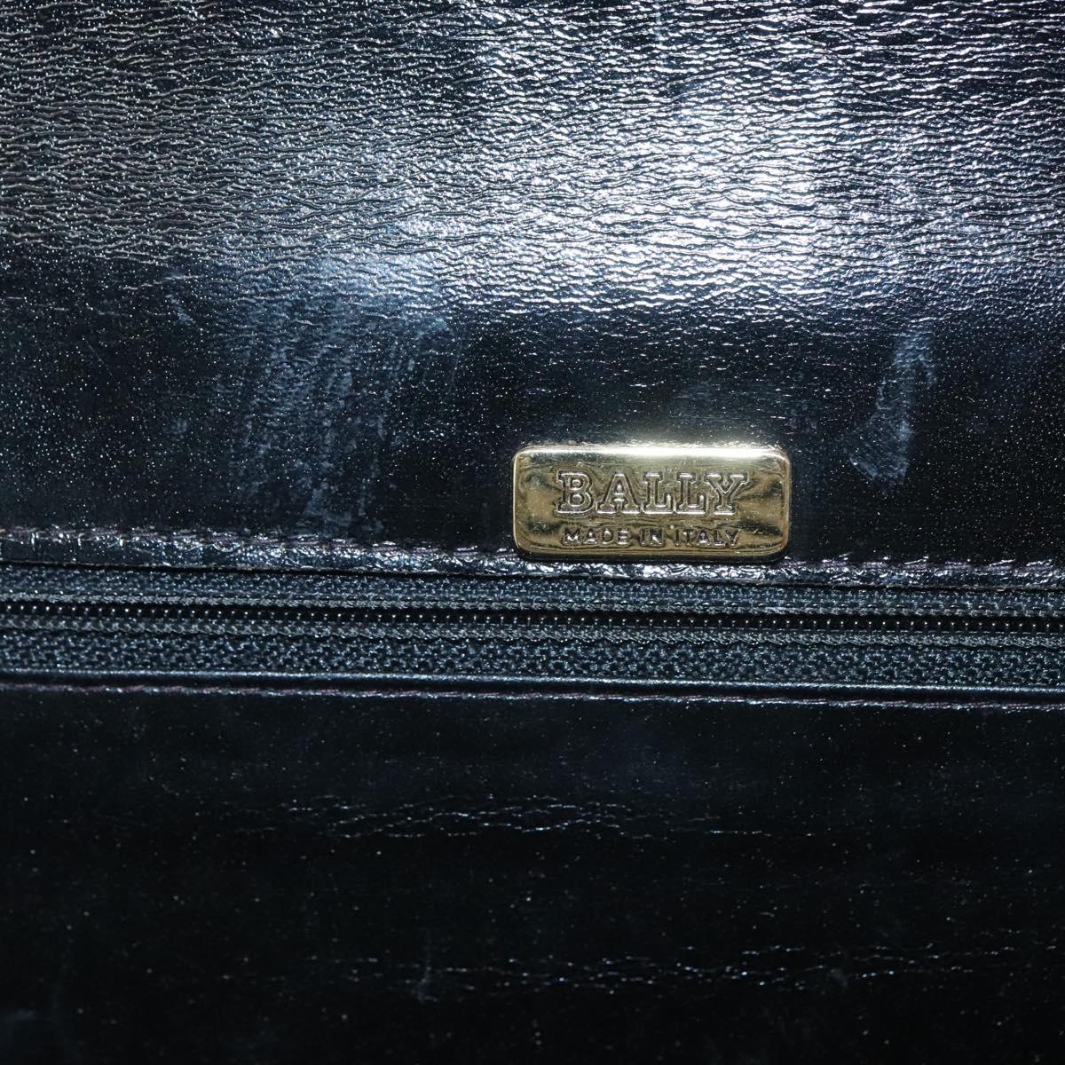 BALLY Shoulder Bag Leather Black Gold Auth BA2151