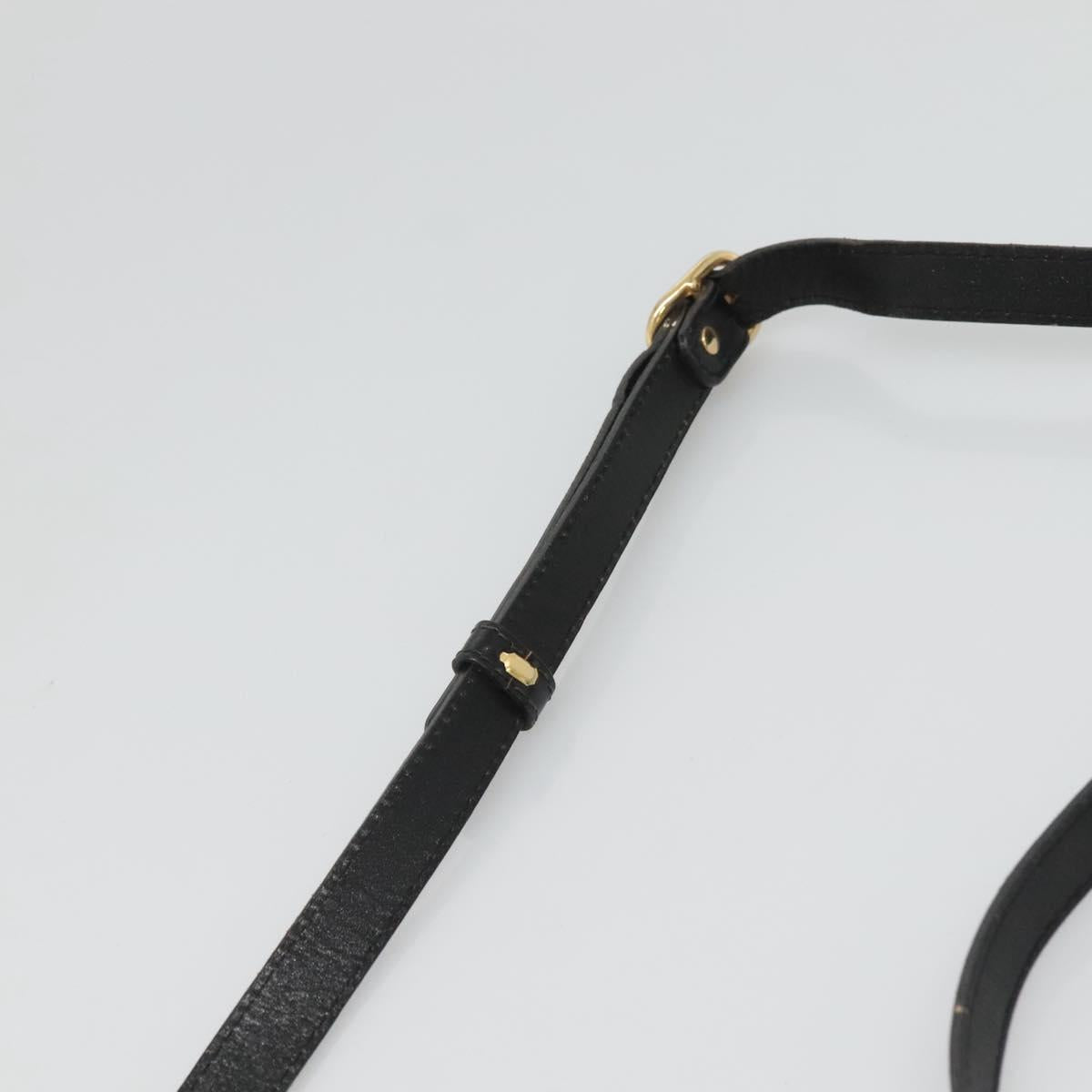 BALLY Shoulder Bag Leather Black Gold Auth BA2151