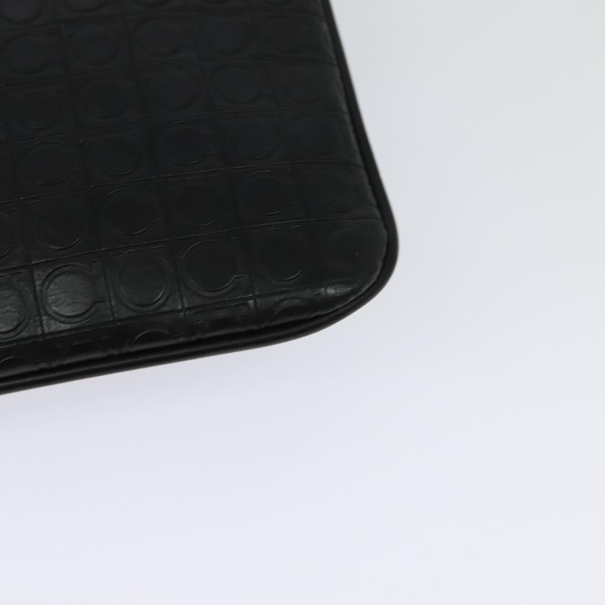 Salvatore Ferragamo Shoulder Bag Leather Black Silver Auth BA2153