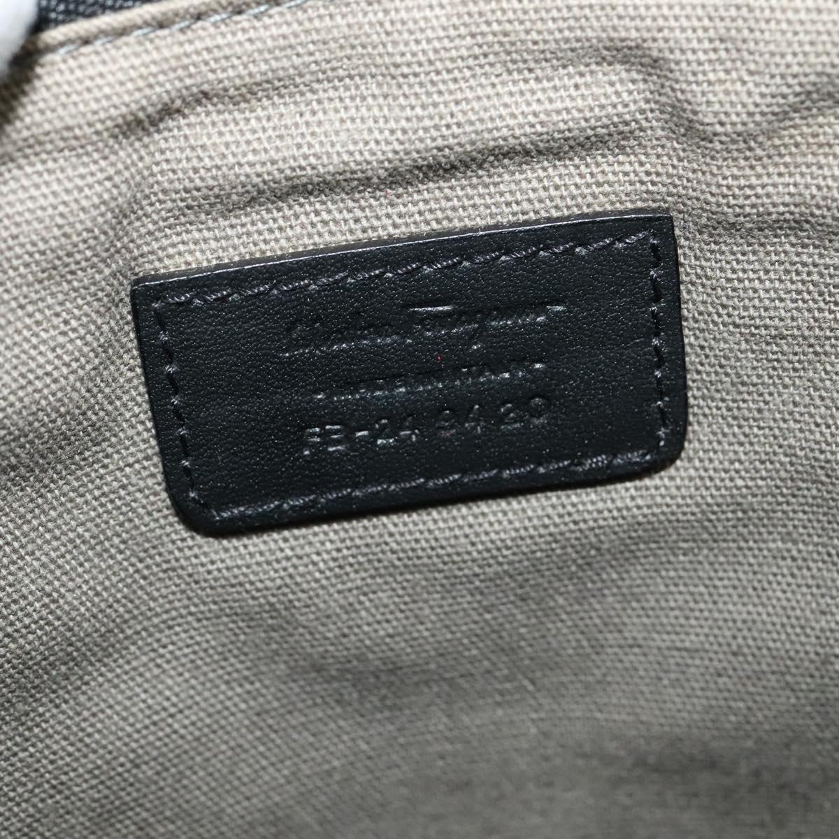 Salvatore Ferragamo Shoulder Bag Leather Black Silver Auth BA2153