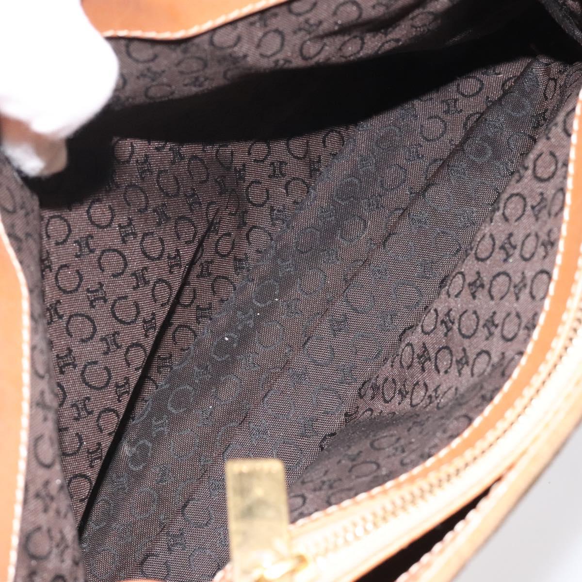 CELINE Macadam Canvas Hand Bag Suede Brown Gold Auth BA2154