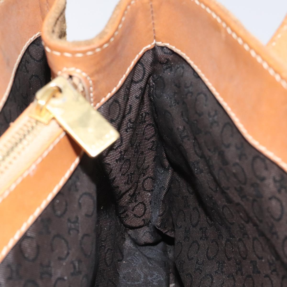 CELINE Macadam Canvas Hand Bag Suede Brown Gold Auth BA2154