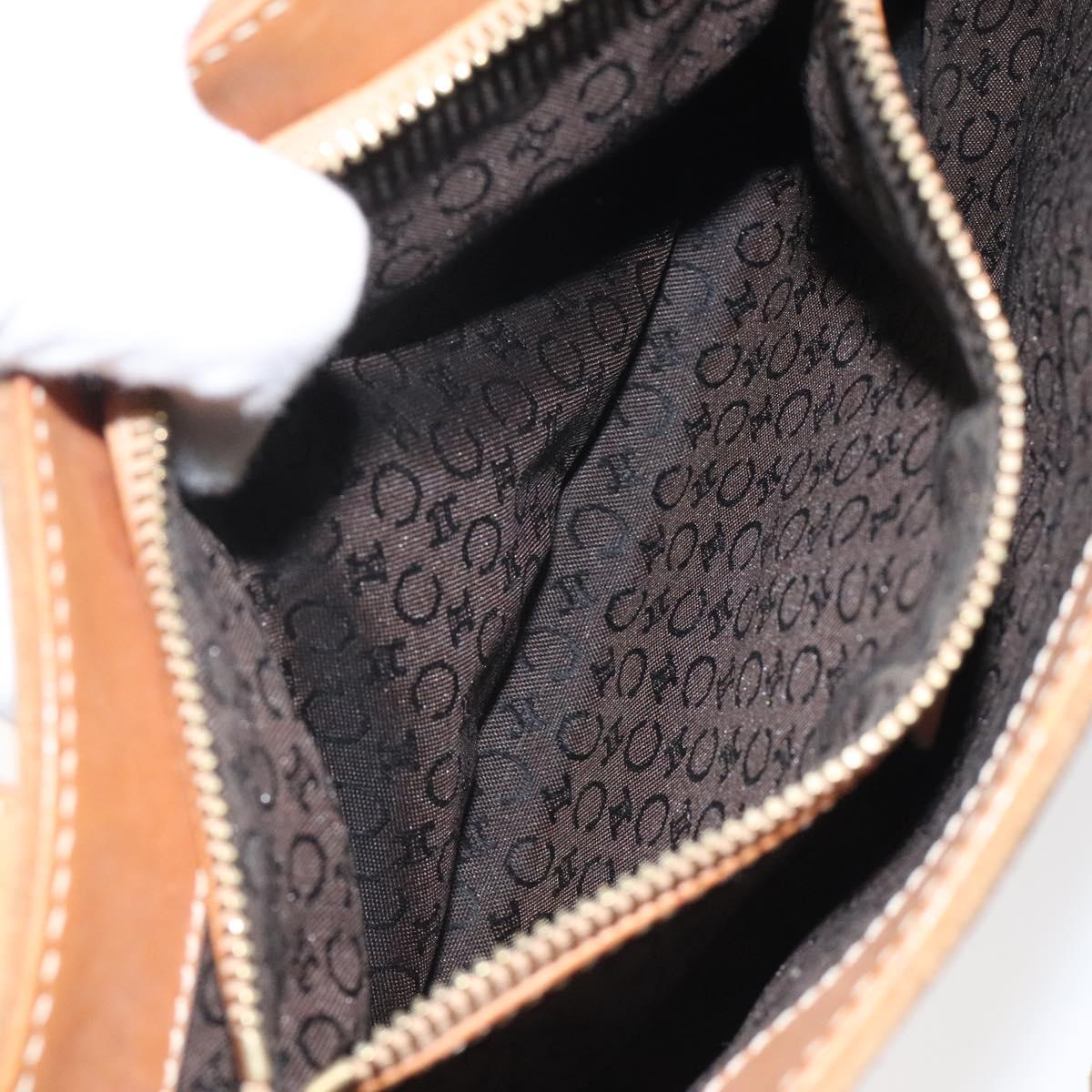 CELINE Macadam Canvas Hand Bag Suede Brown Gold Auth BA2154