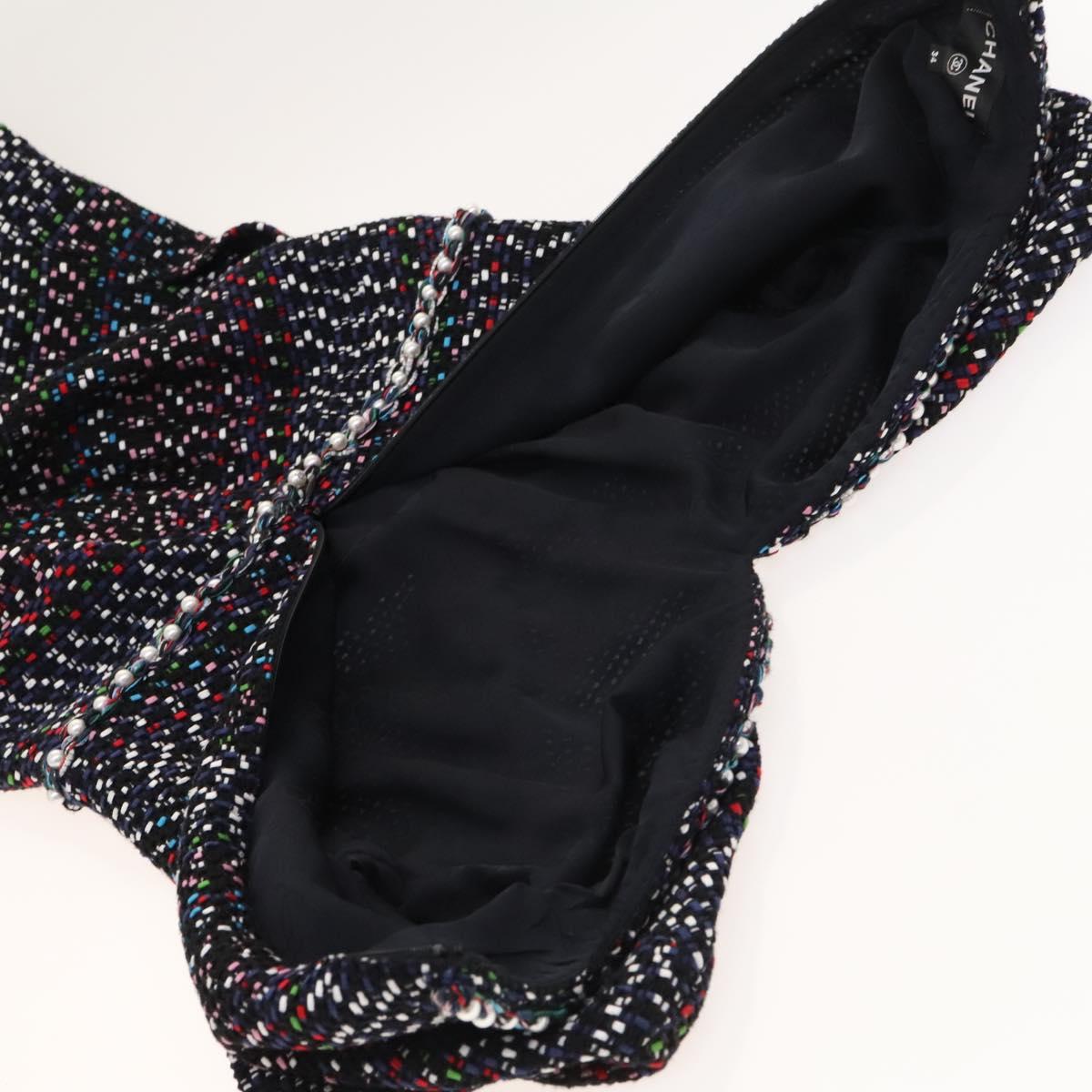 CHANEL One Piece Tweed Navy CC Auth BA2161AM