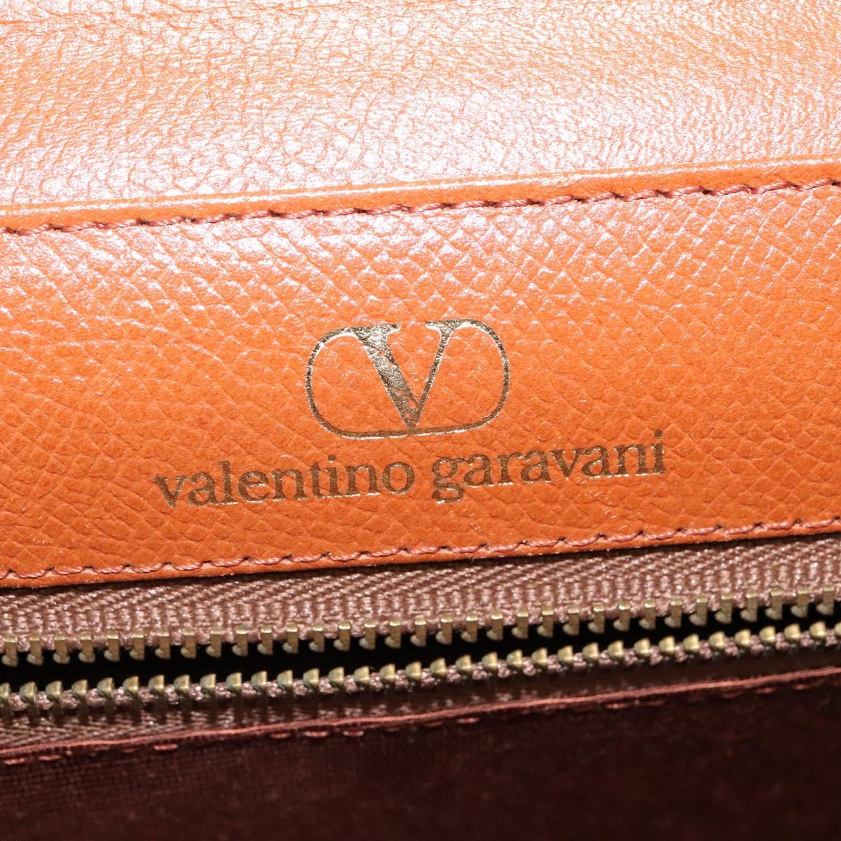 VALENTINO Hand Bag Leather 2way Brown Gold Auth BA2171