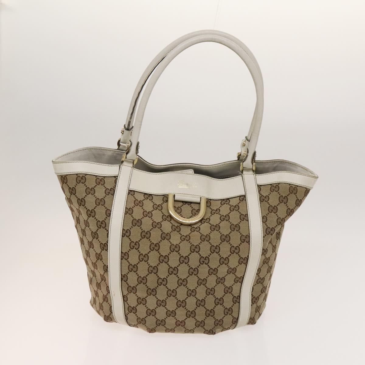 GUCCI GG Canvas Abbey Tote Bag 2Set Beige Gold Auth BA2173