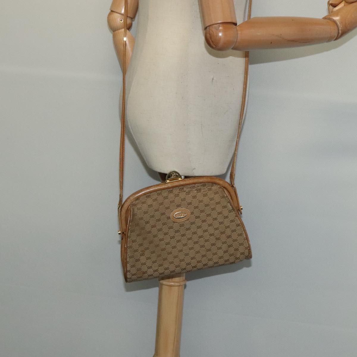 GUCCI Micro GG Supreme Shoulder Bag PVC Beige Gold 001 261 1053 Auth BA2223