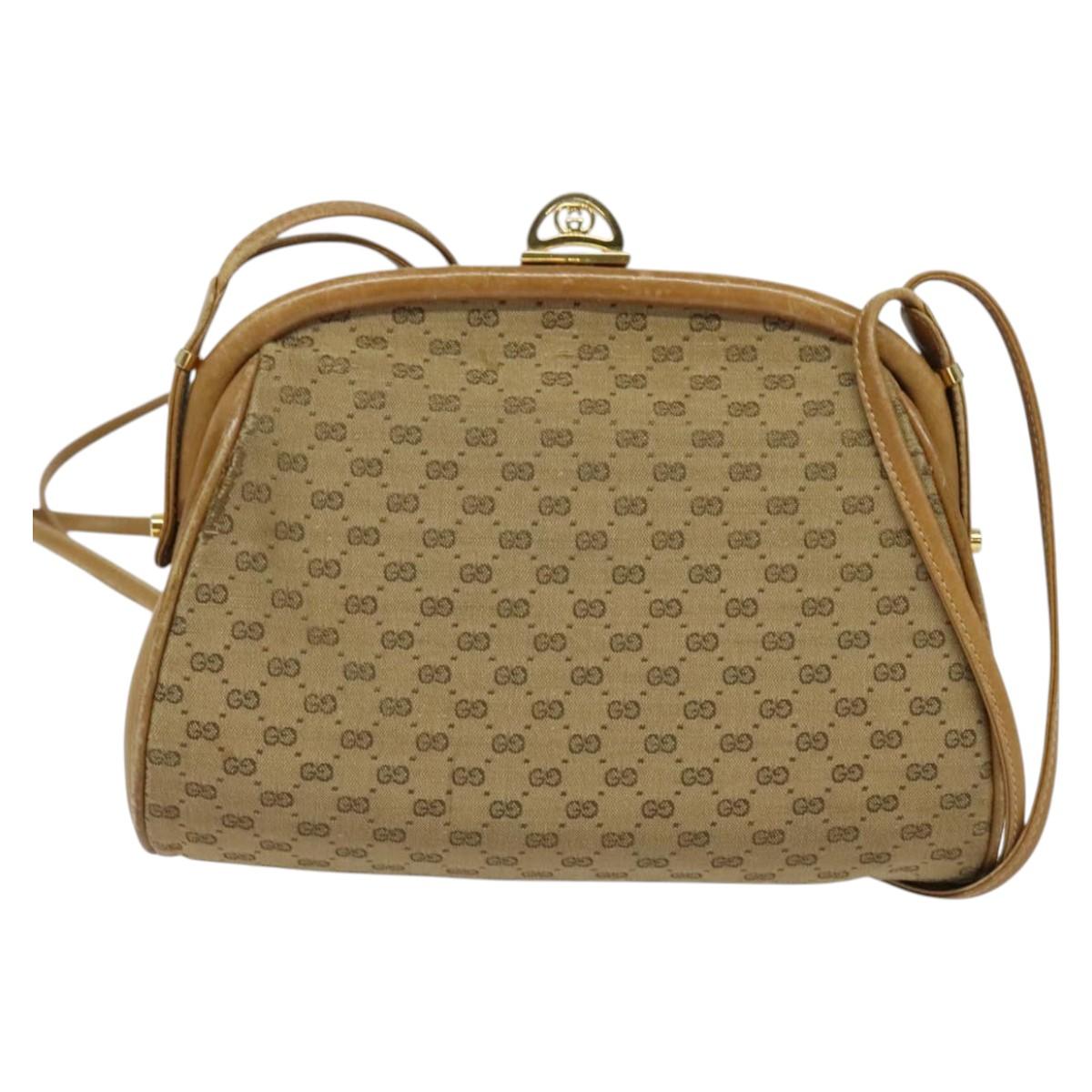 GUCCI Micro GG Supreme Shoulder Bag PVC Beige Gold 001 261 1053 Auth BA2223