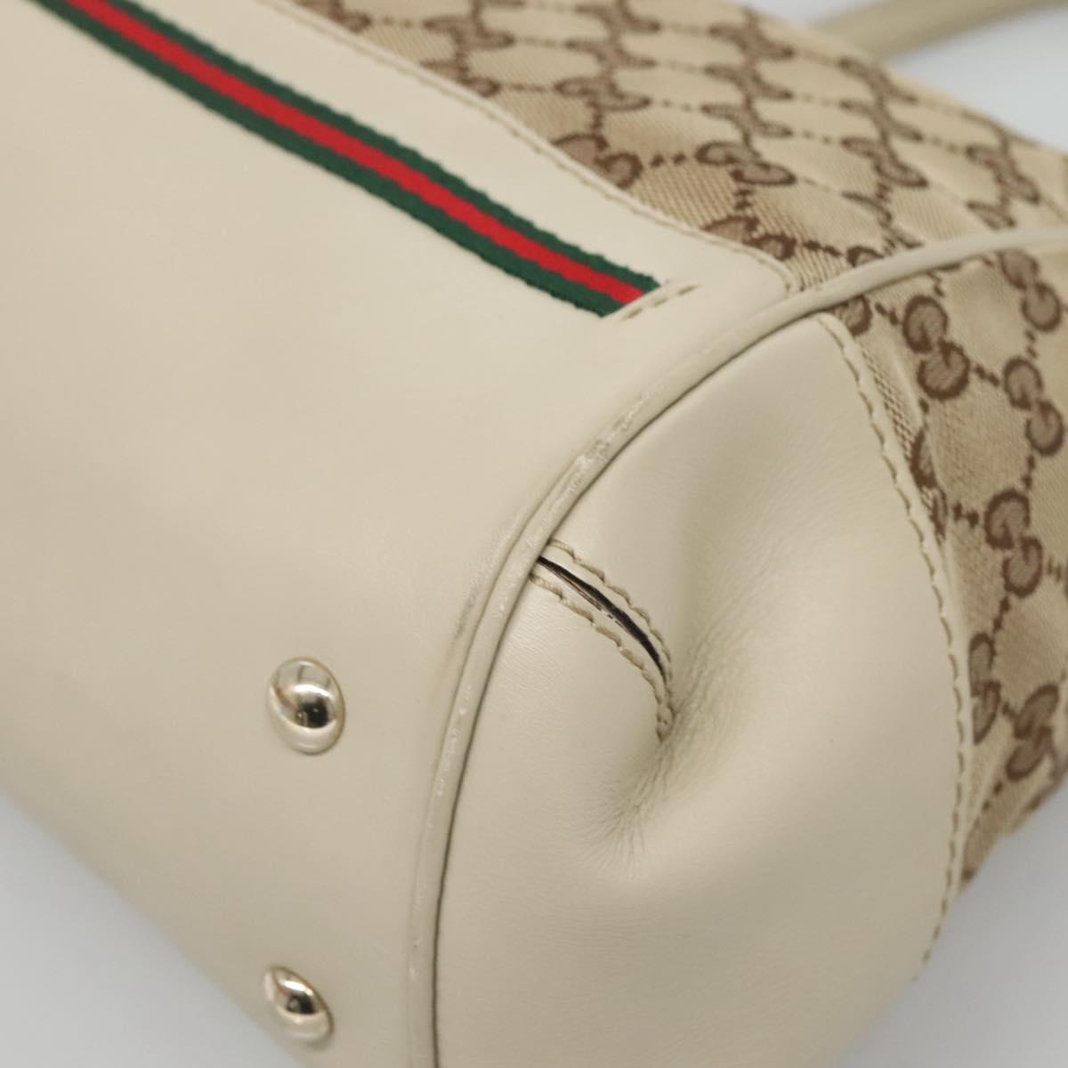 GUCCI GG Canvas Web Sherry Line Hand Bag 2way Beige Gold 269894 Auth BA2226