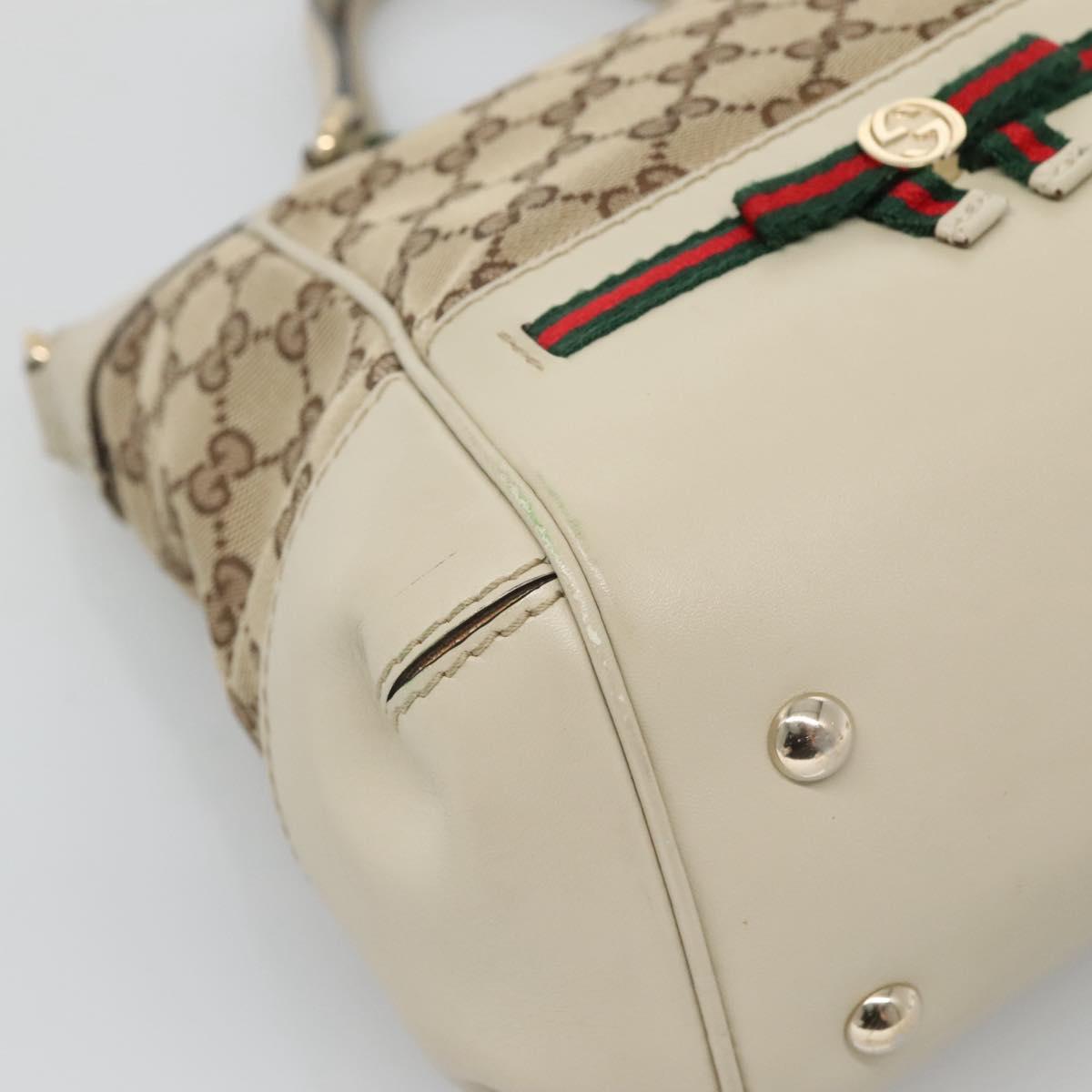GUCCI GG Canvas Web Sherry Line Hand Bag 2way Beige Gold 269894 Auth BA2226