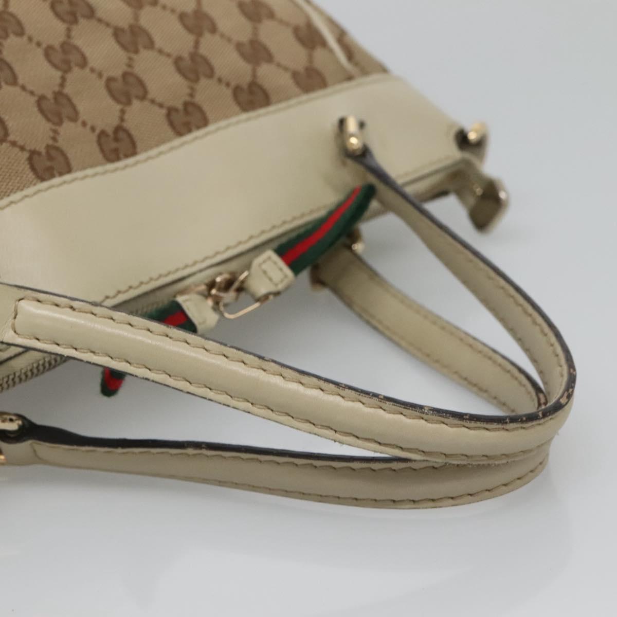 GUCCI GG Canvas Web Sherry Line Hand Bag 2way Beige Gold 269894 Auth BA2226