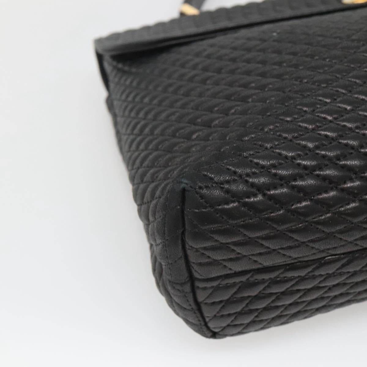 BALLY Hand Bag Leather Black Gold Auth BA2236