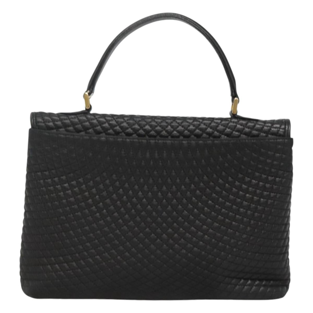 BALLY Hand Bag Leather Black Gold Auth BA2236