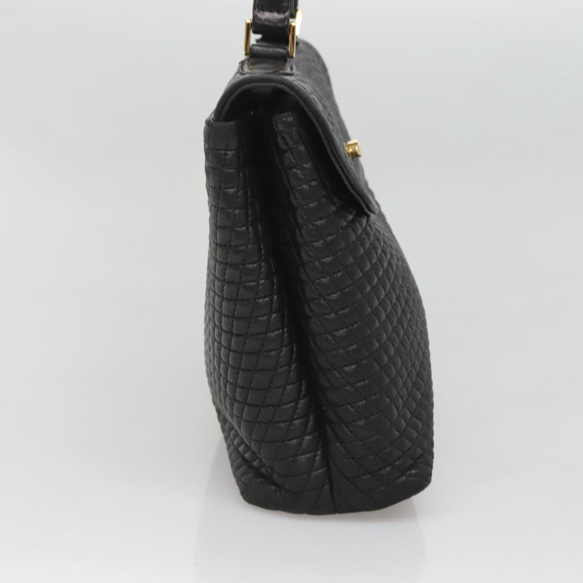 BALLY Hand Bag Leather Black Gold Auth BA2236