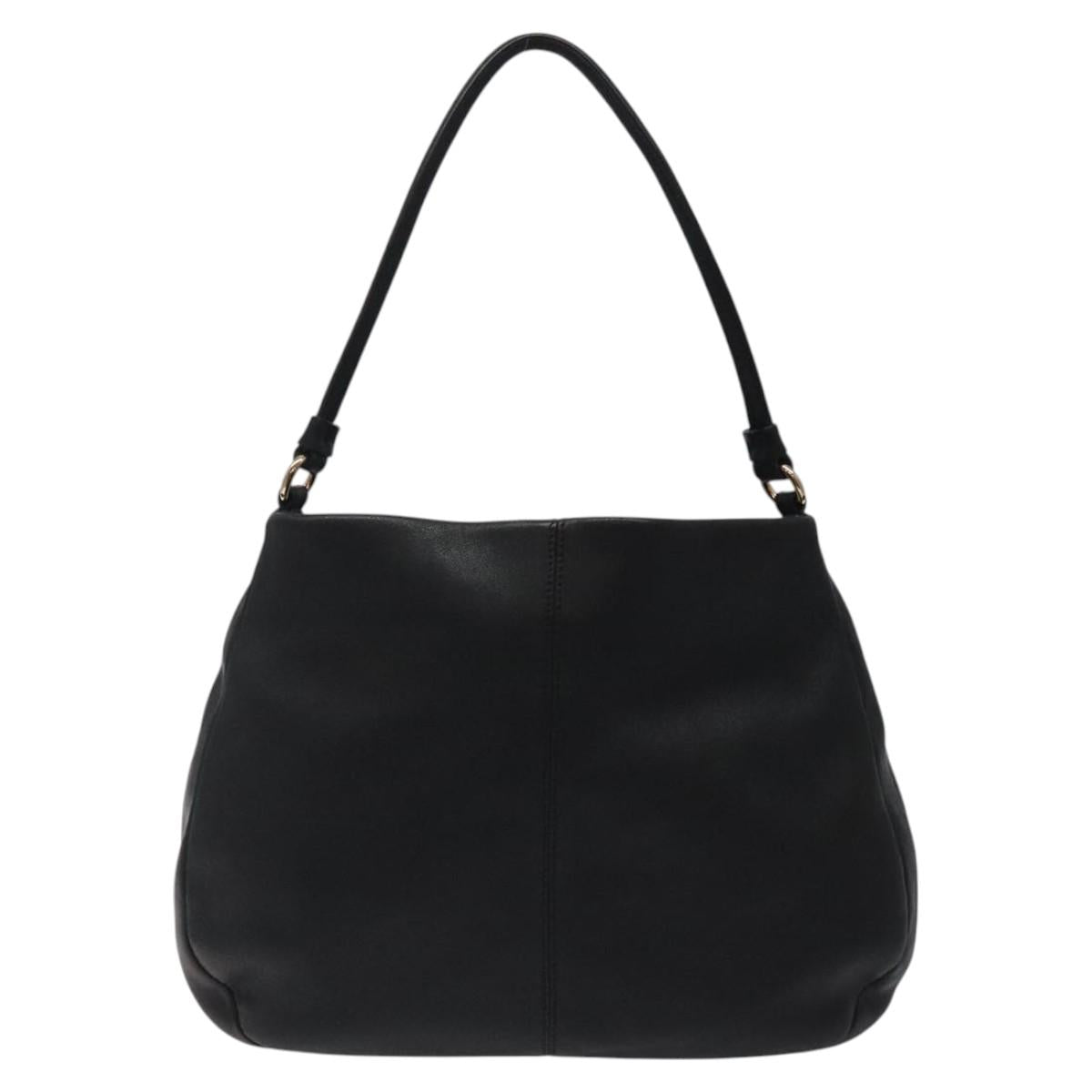 Salvatore Ferragamo Shoulder Bag Leather Black Gold Auth BA2245