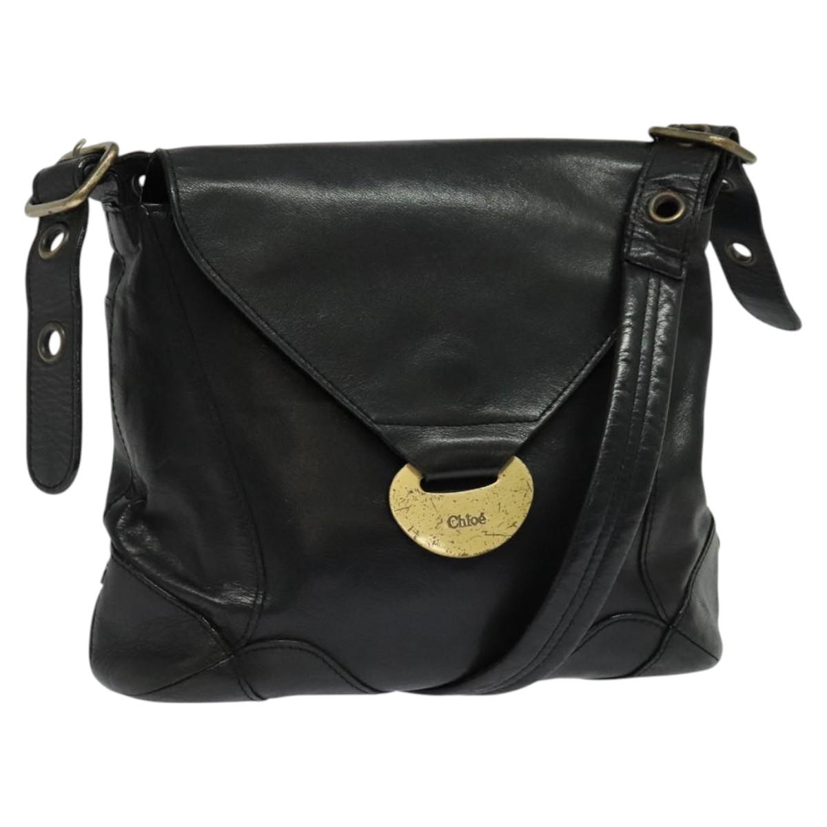 Chloe Shoulder Bag Leather Black Auth BA2248