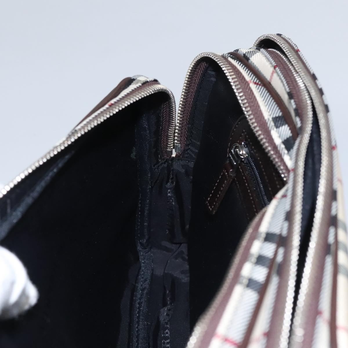 BURBERRY Nova Check Clutch Bag Nylon Beige Auth BA224AV